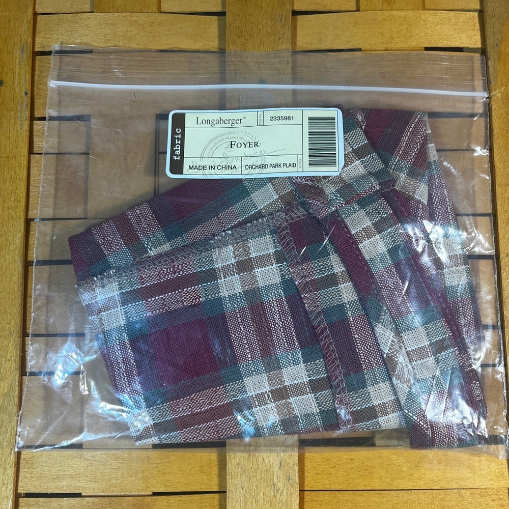 Longaberger ORCHARD PARK PLAID Foyer Basket Liner